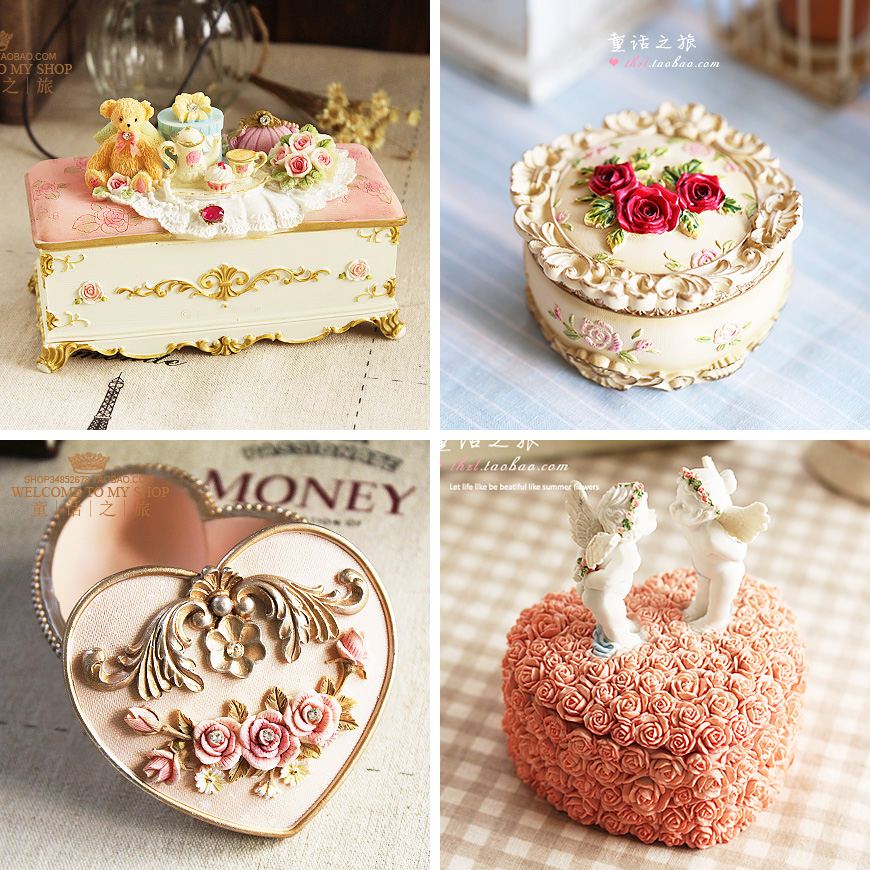 Fairy tale journey European style home decoration ornaments Korean pastoral retro princess carved storage box Jewelry box Jewelry box