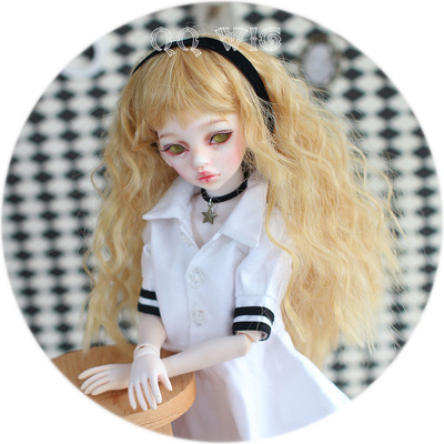 taobao agent [QQ Wig] BJD/MSD doll high -temperature silk wigs ginger/pink instant noodle curly long hair