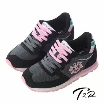 台湾官网直邮进口【T2R】轻量撞色休闲内增高鞋 7cm↑ 黑(5600-01