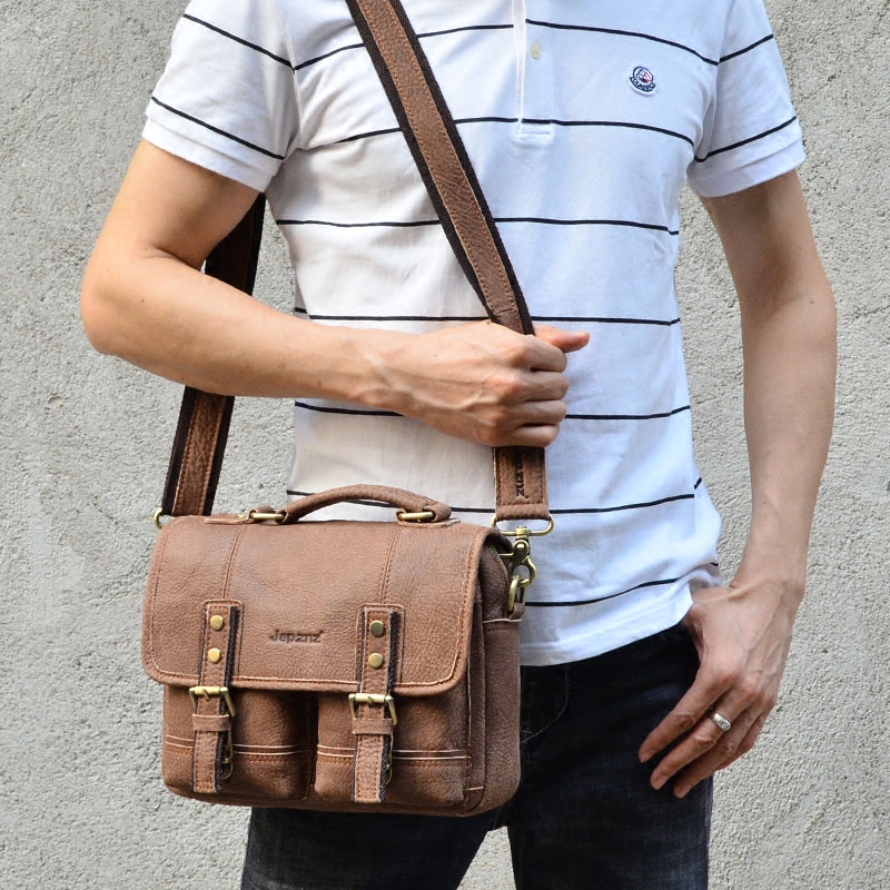 Original Handmade Genuine Leather Men's Bag One Shoulder Messenger Bag Retro Handbag Horizontal Section Youth Casual Cowhide Messenger Bag