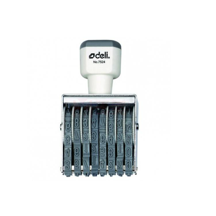 Deli 7524 production batch number 8 digit number Digital seal Manual adjustable number Rubber wheel printing stationery