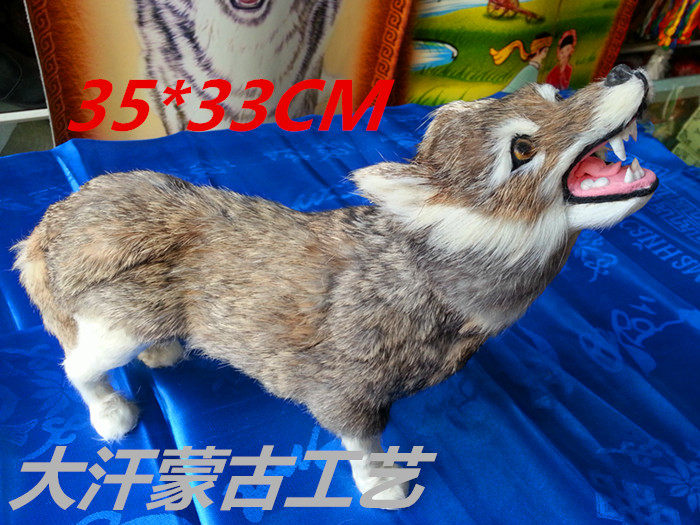 Wolf Genuine Leather Hair Animal Specimen Nemoncraftsmanship Gift Pendulum Wolf Emulation Wolf Pendulum the dermis Wolf Manual Model Batch