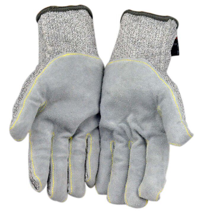 Sailite grade 5 anti-cut leather gloves glass processing steel plate finishing metal manufacturing garbage disposal gloves