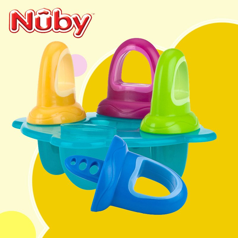 新品nuby/努比儿童冰棒盒自制冰棍~冰格雪糕冰棒盒4只1组