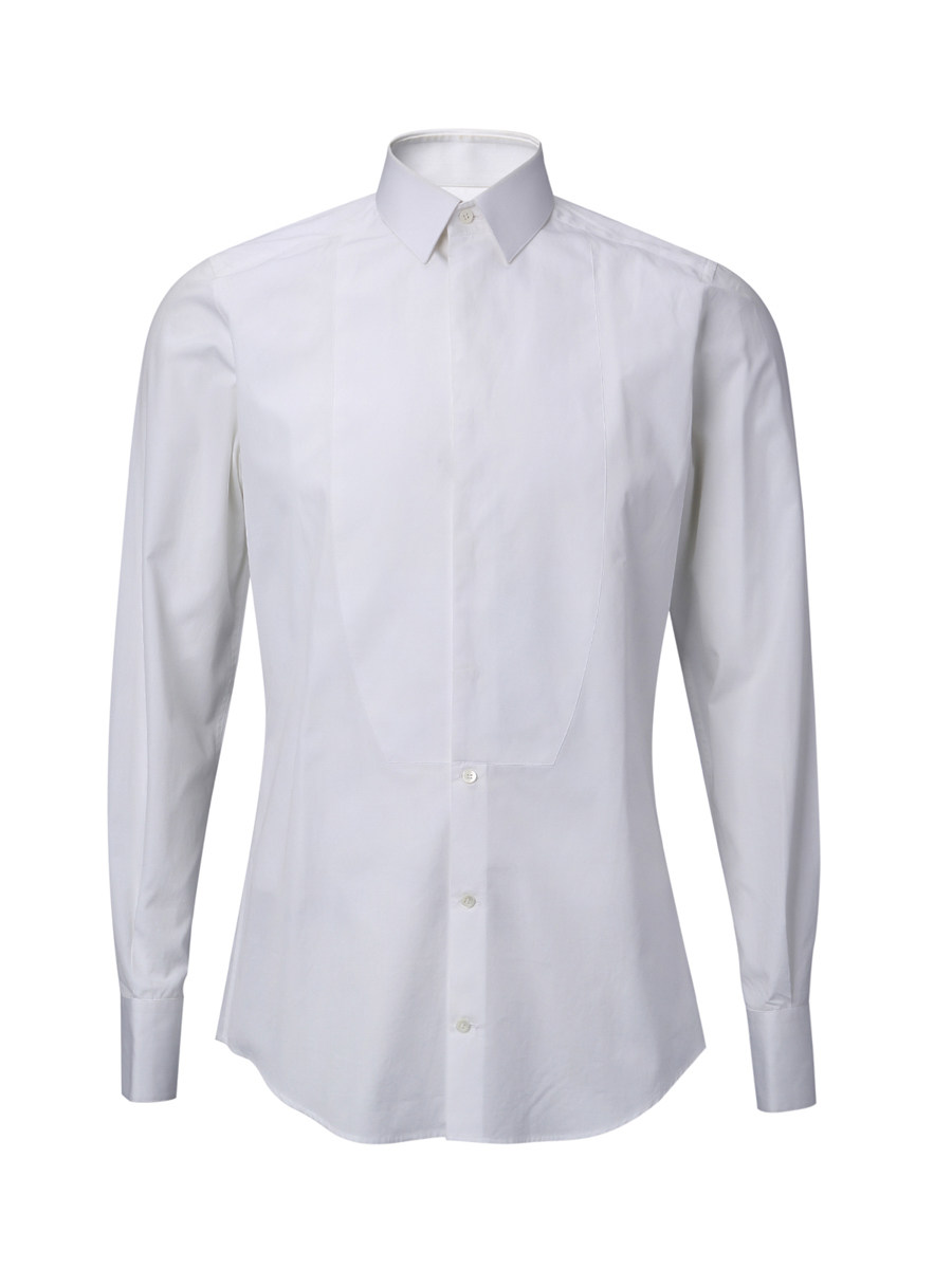 Dolce&Gabbana 白色领口半暗襟长袖衬衫