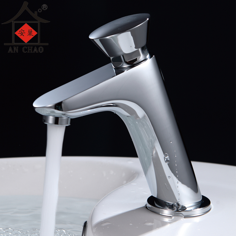 Annest all copper single - cold press delay faucet in public places basin wash hands press the button tap