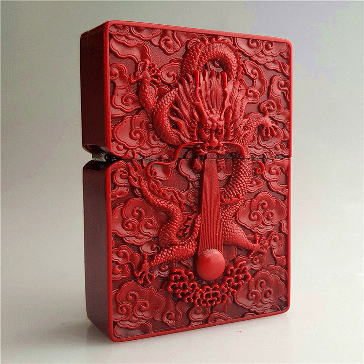 Big lacquer lacquer carved lacquer tick red Zippo lighter high-end private customization can be free lettering