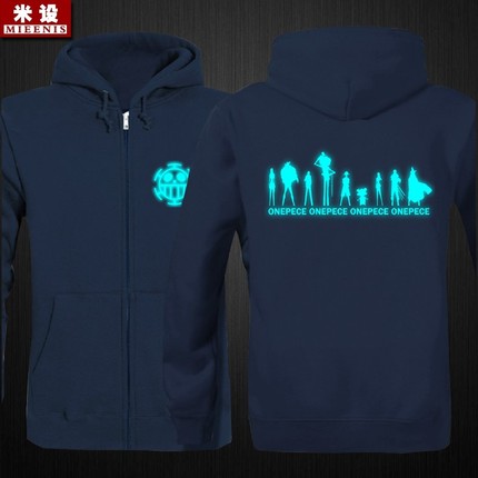 海贼王卫衣 死亡外科医生衣服连帽衫夜光荧光帽衫加厚抓绒外套