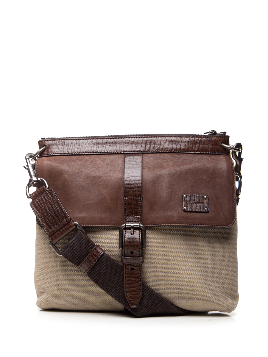 Dolce&Gabbana 卡其色拼接设计手提单肩包