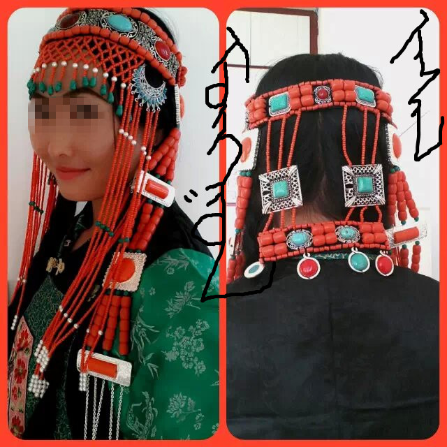 Ethnic headdress Mongolian Chahar headdress elegant high-end spot