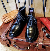  Alden PlainToe bald boots 9901 high-top horse hips No 8 color black light-colored edge mace bottom