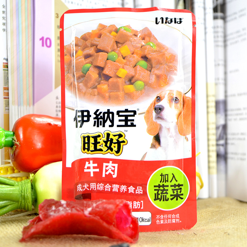 泰迪零食伊纳宝犬用低脂罐头牛肉加绿黄色蔬菜100g*3包 软罐头