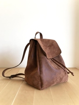 Leather Turkish hand made charming retro minimalist bohemian brown Leather backpack