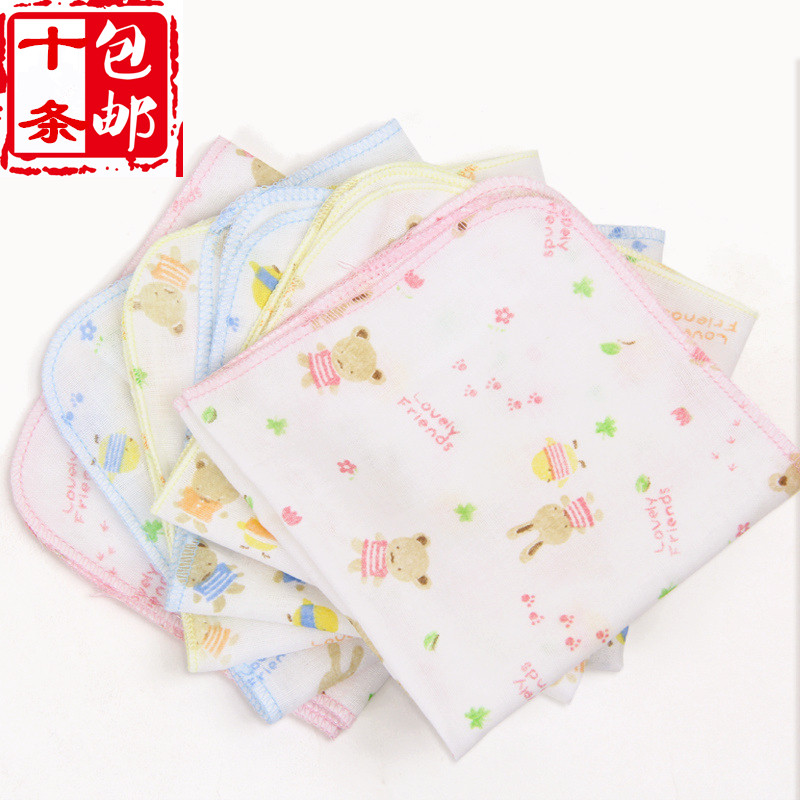 高密度纱布手帕双层口水巾毛巾洗脸巾婴儿围嘴 喂奶巾方巾纯棉