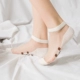 Mùa hè mỏng cotton đáy kính lụa nữ vớ Nhật Bản dễ thương khử mùi ren vớ chống trượt pha lê - Bít tất nữ