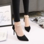 Giày cao gót nữ mùa hè 2018 hè mới đính cườm mũi nhọn của phụ nữ giày đế xuồng giày đế xuồng phiên bản Hàn Quốc của giày hoang dã dép quai hậu nữ đẹp
