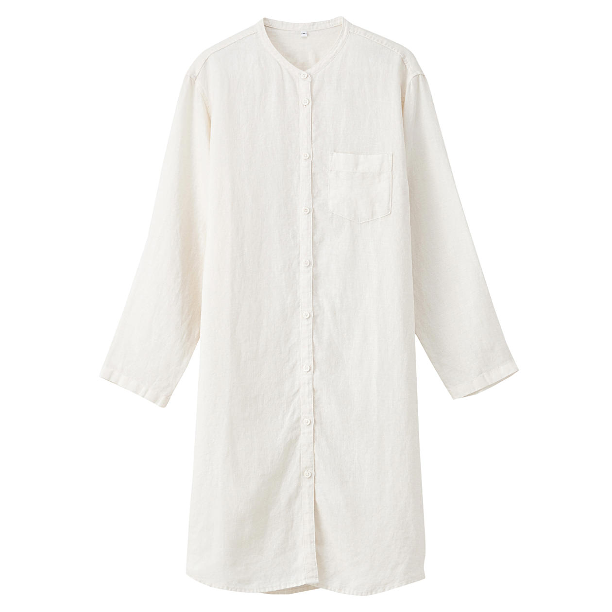 无印良品 MUJI 女式 无侧缝_法国亚麻立领睡裙