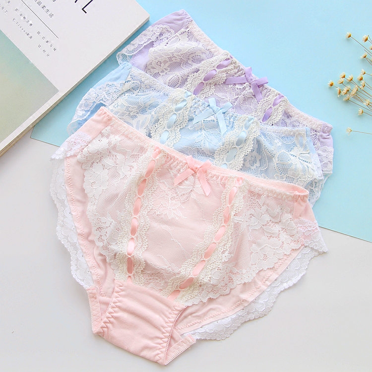 (5) day single pure cotton lace vertical silk with comfort midsole waist triangle full cotton lady briefs female