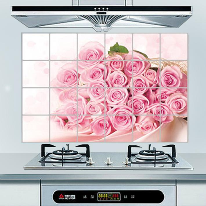 Large Size Kitchen Self-Adhesive Aluminum Foil Patch Thickened High Temperature Resistant Oil Proof Sticker Hearth Suction oil smoke wallpaper Buy 3 send 2