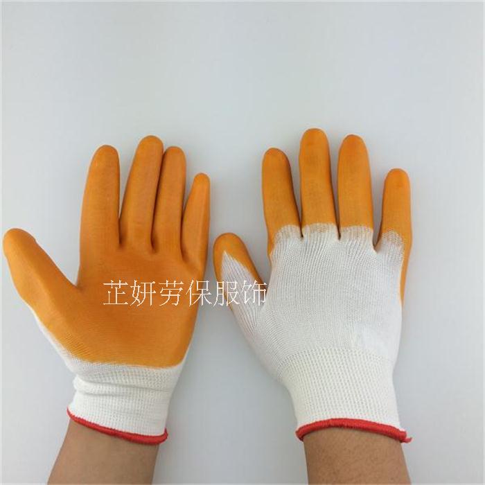 Haiyu nylon PVC beef tendon half hanging gloves dipped in glue coated with hanging glue wear-resistant work labor protection protective construction site gloves