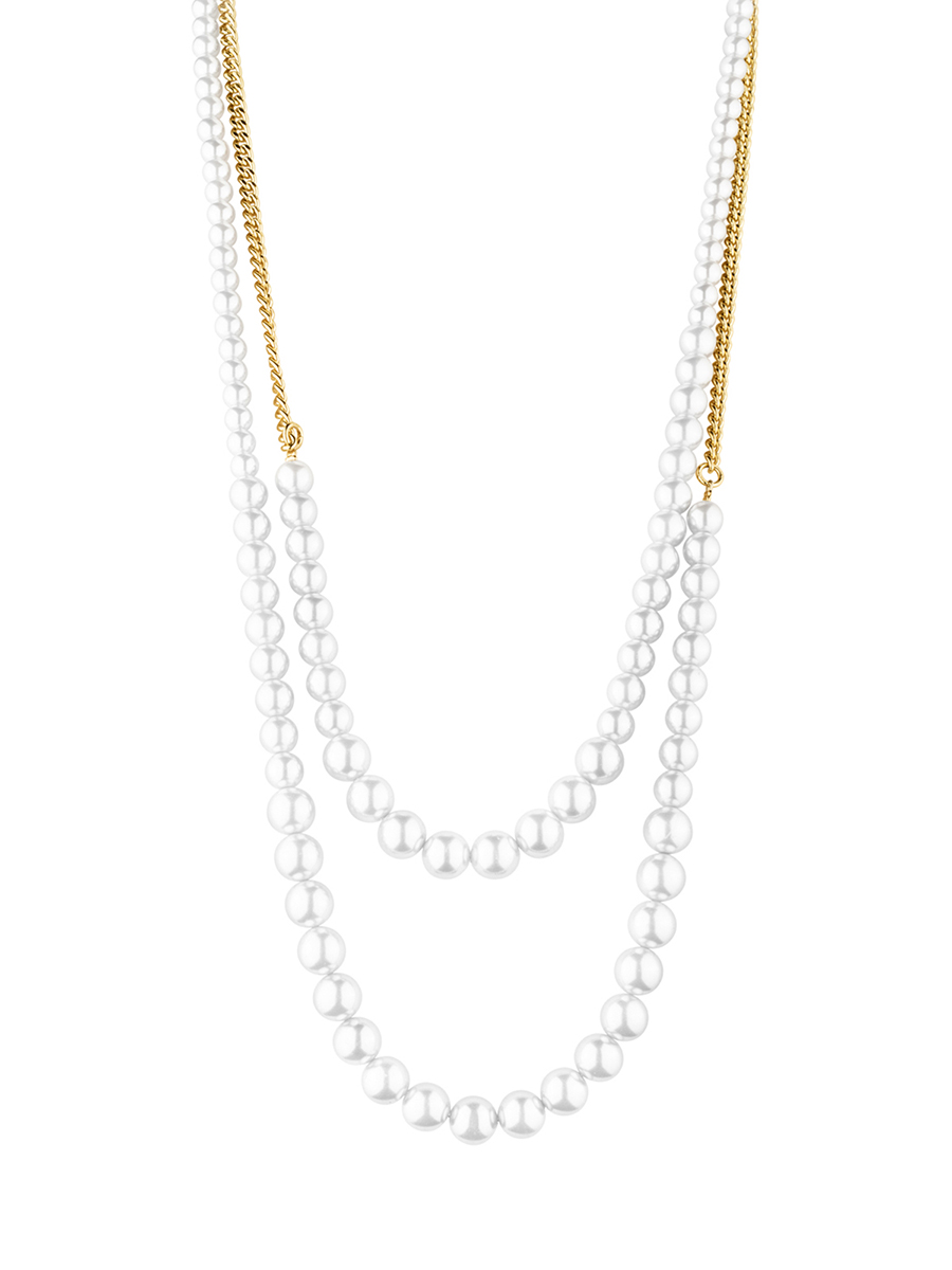 DYRBERG/KERN 金色月光珠系列长款拼接项链
