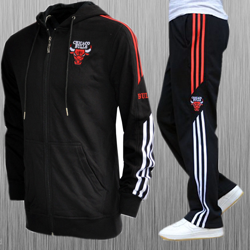 Spring and autumn bull basketball team uniform Sports suit Training sweater thin jacket Large size basketball hoodie big fat man
