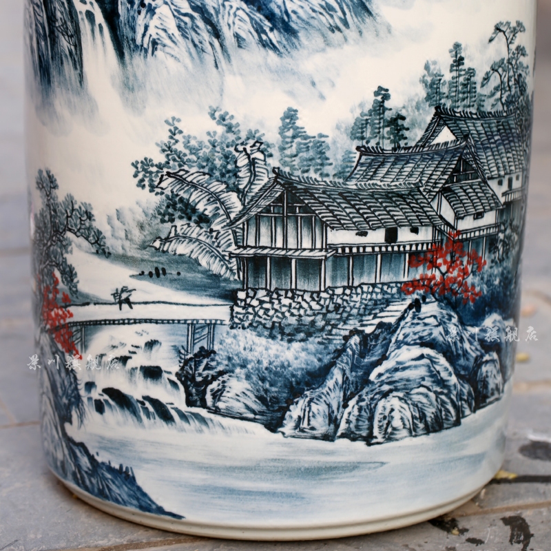 Jingdezhen ceramics big vase furnishing articles hand - made color landscape quiver painting and calligraphy jiangshan jiao sitting room more act the role ofing is tasted