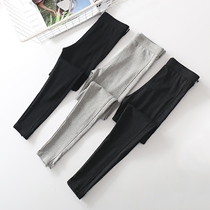 2021 spring and summer new womens cotton leggings with split leg pants outside wear thin ankle-length pants size high stretch