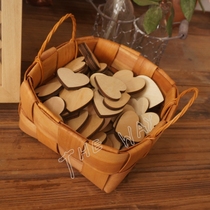 Wooden piece basket plus custom lettering love wood chip sign-in prop basket