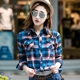 Áo sơ mi kẻ sọc dài tay mới cotton nữ mùa xuân và mùa thu áo sơ mi nữ 20 tuổi trung niên 30-40-50 tuổi áo ngắn áo sơ mi tay ngắn nữ Áo sơ mi