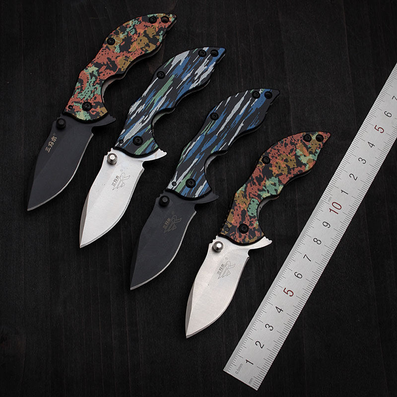 Three-edged wood 6026 Outdoor portable Mini folding knife anti-body folding knife army knife key buckle small knife