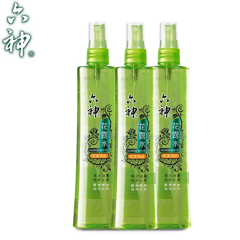 【品牌直销】六神喷雾润肤花露水(清新花香)180ml*3 清凉止痒
