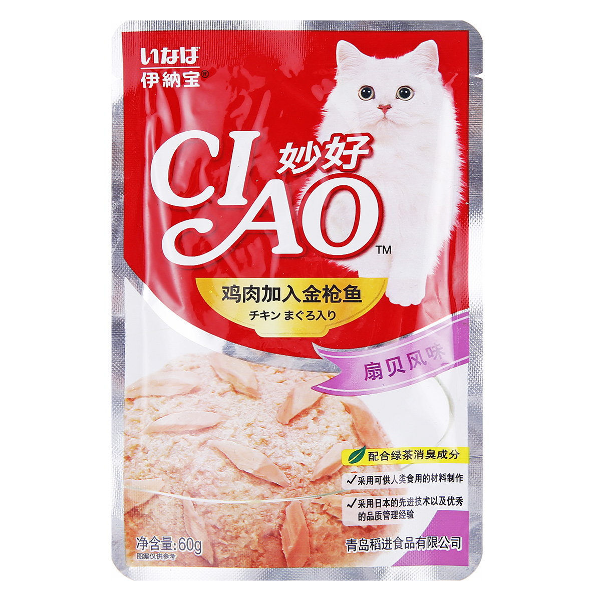 波奇网 宠物零食 伊纳宝妙好 鸡肉加金枪鱼 60g IC-22C