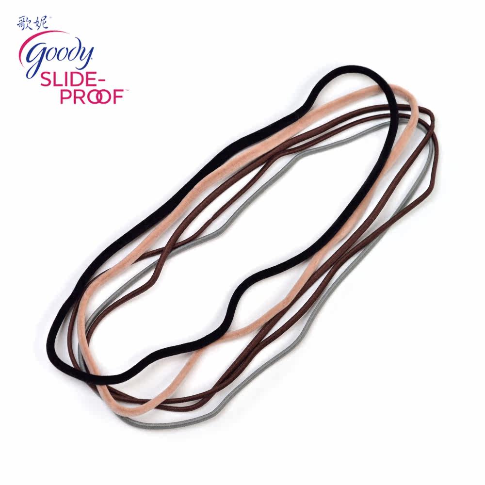 Goody/歌妮进口美国发带　舒适防滑磨毛绒　高弹力细头带　５条