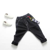 2021 Winter style Korean version CUHK boy elastic soft thickened warm and gush casual long pants jeans