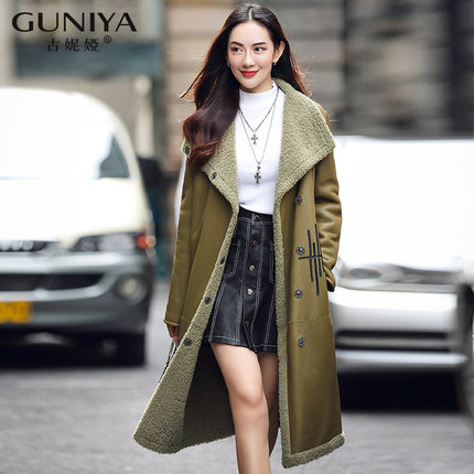 古妮娅海宁皮草皮毛一体外套女 羊剪绒羊羔毛