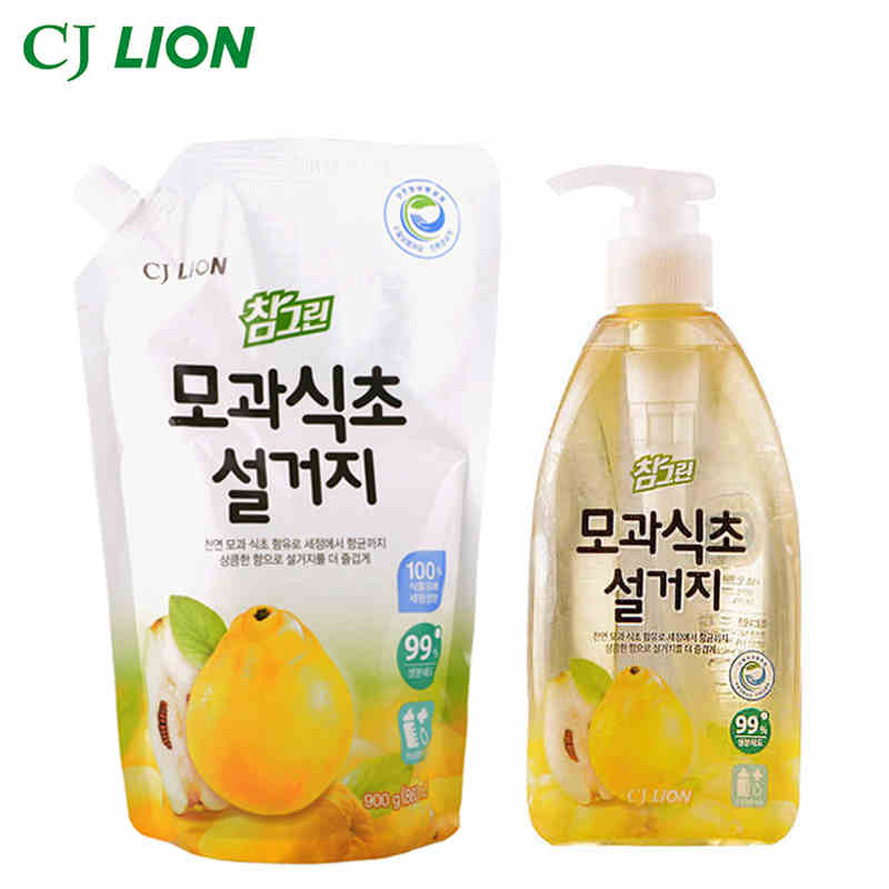 常绿秀手希杰狮王韩国进口木瓜食醋洗涤剂470g替换装900g果蔬净