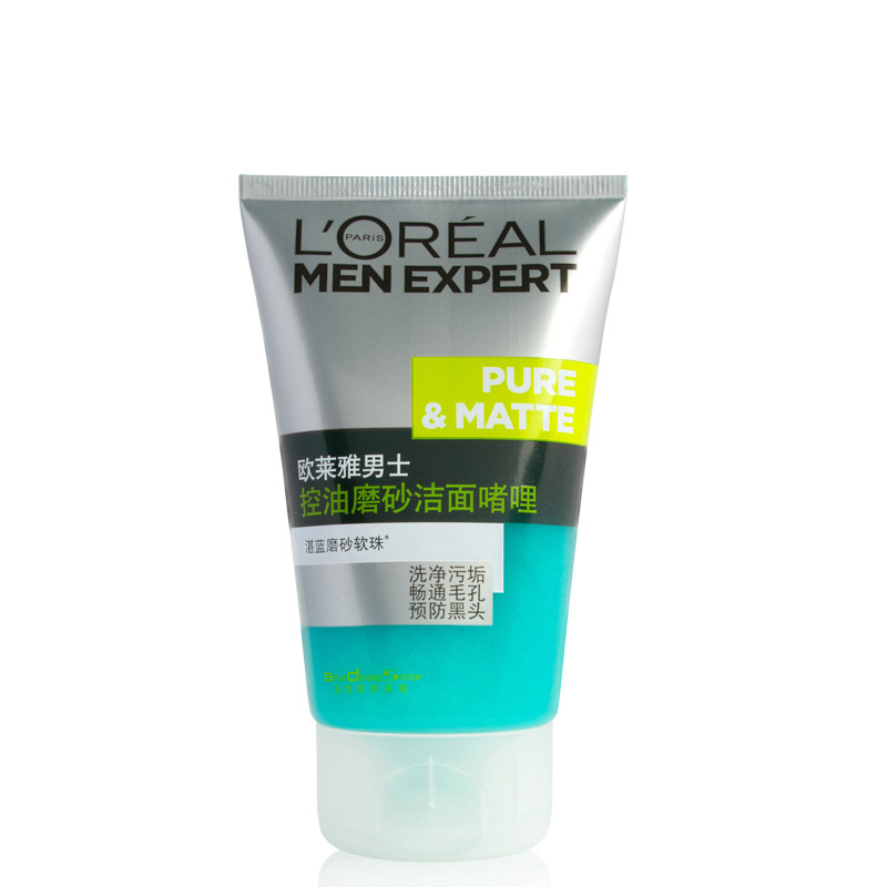 L＇oreal/欧莱雅男士洗面奶控油磨砂洁面啫哩 深层清洁补水去黑头