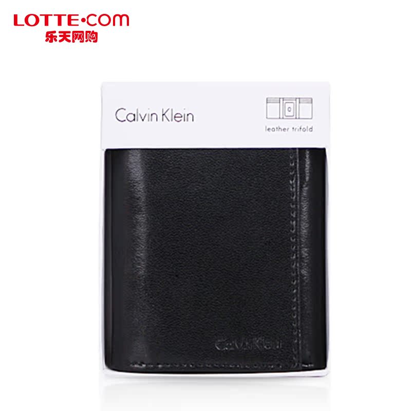 乐天网购Calvin Klein男士短款钱包牛皮简约黑色时尚韩国正品直邮