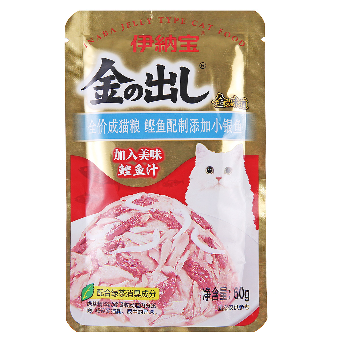 波奇网宠物猫咪零食妙鲜包湿粮包伊纳宝金的味道鲣鱼配制60g