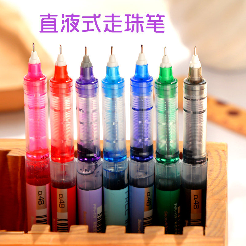 White Snow PVR-159 Straight Liquid Type Water-based Ballpoint Pen 0 5MM Needle Pen Water-based Pen Signature Pen