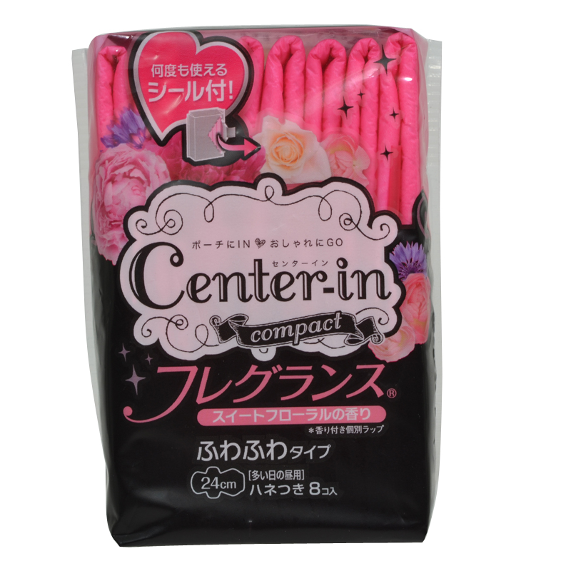 日本尤妮佳CENTER-IN口袋魔法超薄棉柔护翼日用卫生巾24cm8片