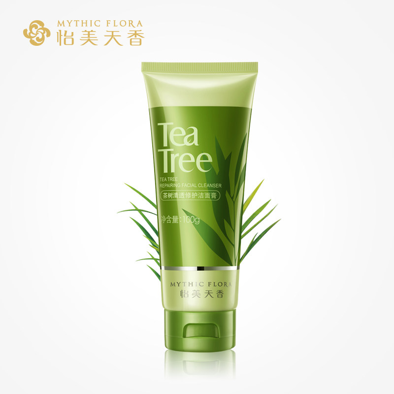 怡美天香茶树清透修护洁面膏100g 深层清洁保湿收缩毛孔洁面乳