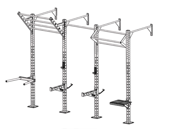 Comprehensive Physical Training Rack, Wall-Mounted 4-Column Model