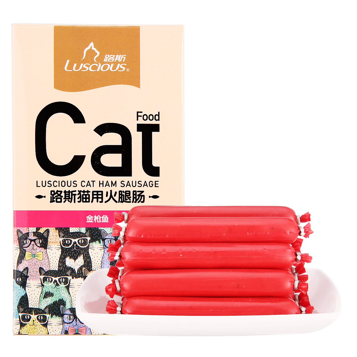 波奇网 宠物食品猫零食路斯肠金枪鱼低盐美味猫咪火腿肠150g