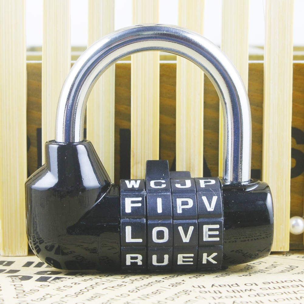 Creative English alphabet password lock 4-digit door padlock Room game room door lock Zinc alloy