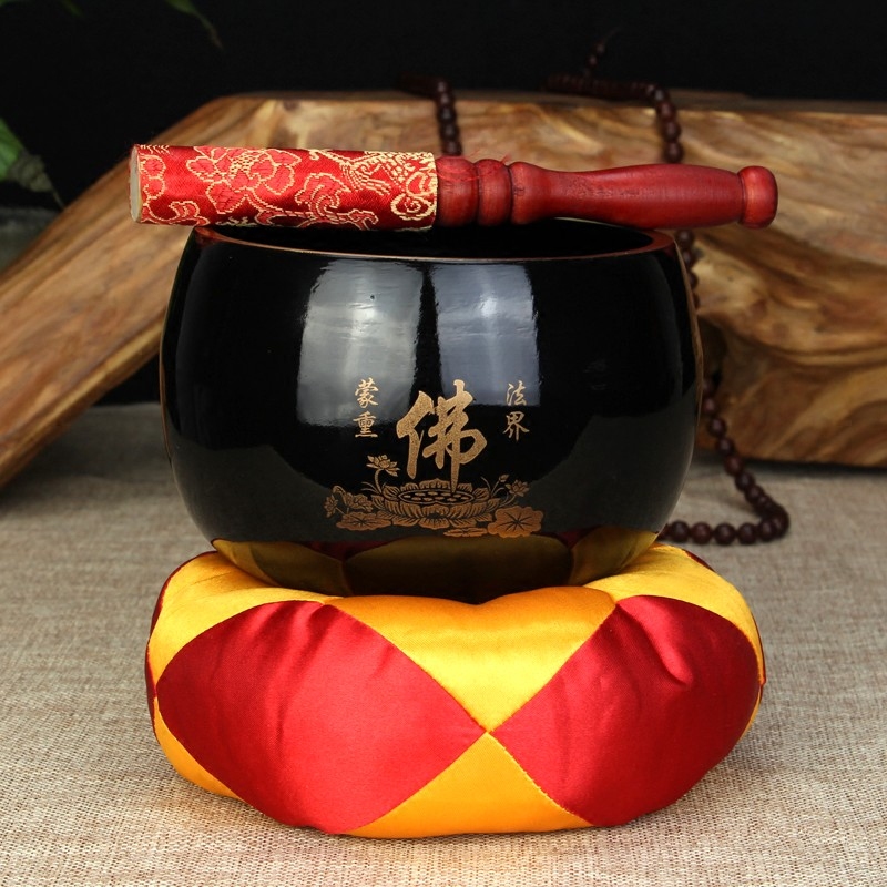 Buddhist Supplies 4-12-inch Lotus Lotus Bronze chime stones Bronze Qingqing Wooden Fish Buddha Hall for a Pendulum Size