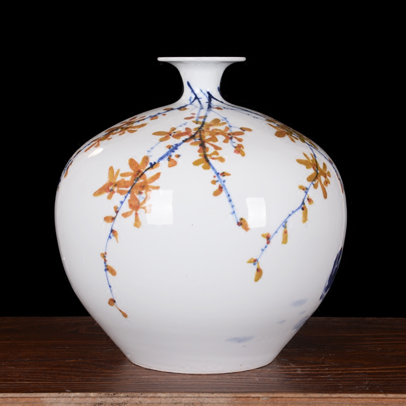 Jingdezhen ceramics high - grade modern master hand - made pomegranate flower vase household decoration as the sitting room furnishing articles
