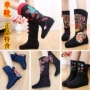 Lotus tháng 7 Bài viết miễn phí * Giày Bắc Kinh cũ 2018 Booties mùa thu và mùa đông giày boot nữ cổ thấp đế bằng