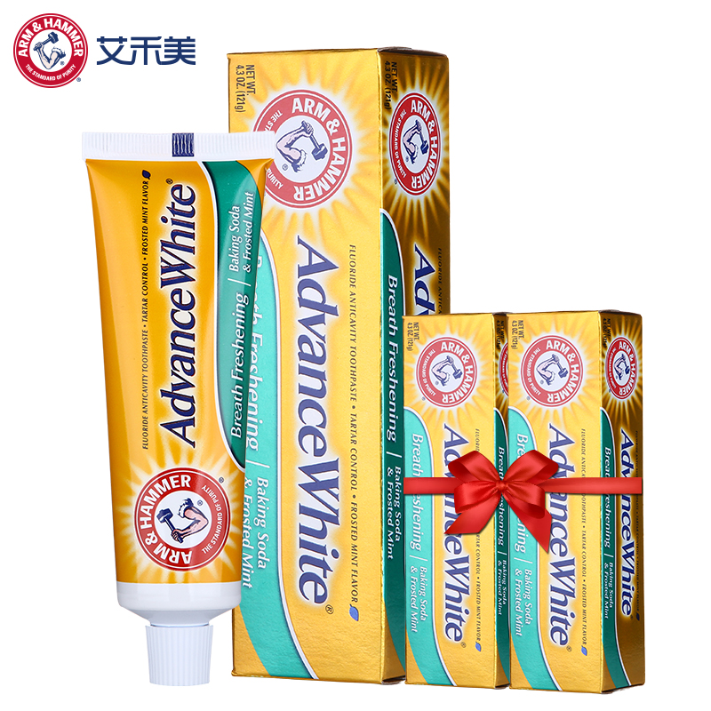 艾禾美清新口气牙膏121g小苏打去口臭祛烟渍黄牙防蛀美白牙齿进口